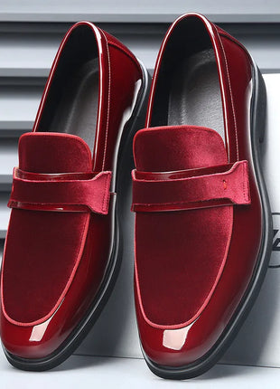 Nuove Scarpe da Cerimonia di Lusso per Uomo, Mocassini Rossi in Pelle Scamosciata, Calzature Formali Eleganti, Zapatos Hombre