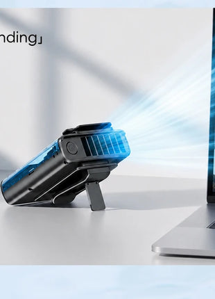 Nuovo Ventilatore Portatile da Cintura per Esterni 4000mAh USB, Mini Ventilatore Multifunzione con 5 Velocità e Display Digitale, Ricaricabile
