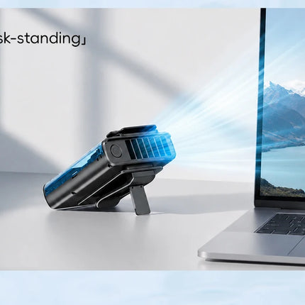 Nuovo Ventilatore Portatile da Cintura per Esterni 4000mAh USB, Mini Ventilatore Multifunzione con 5 Velocità e Display Digitale, Ricaricabile