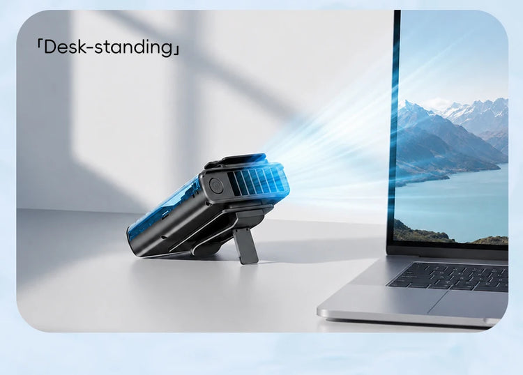 Nuovo Ventilatore Portatile da Cintura per Esterni 4000mAh USB, Mini Ventilatore Multifunzione con 5 Velocità e Display Digitale, Ricaricabile