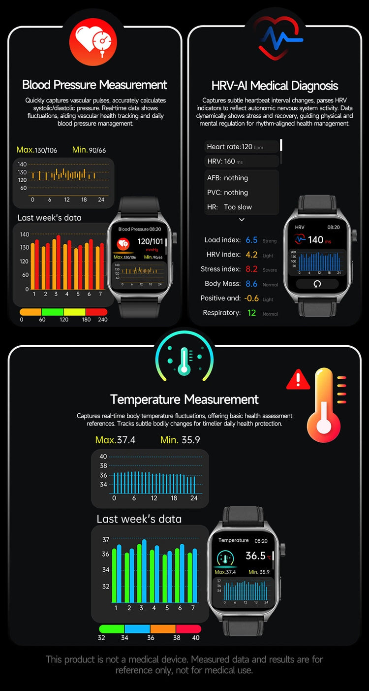 2026 Nuovo 650nm Terapia Laser Grassi nel sangue Acido urico Pressione sanguigna Smart Watch ECG + PPG Preciso Monitor di salute Smartwatch per gli uomini platinumshop