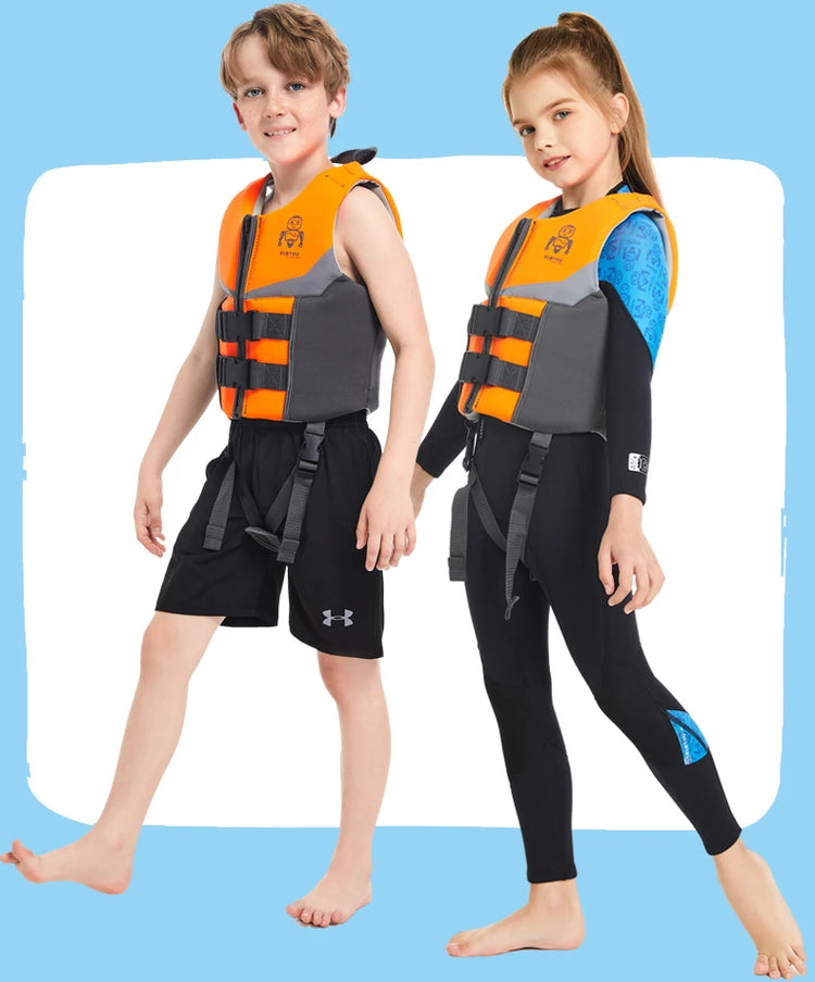 Gilet di galleggiamento per bambini, giubbotto di salvataggio per bambini, giubbotto da nuoto per ragazzi e ragazze, ausilio per il nuoto con galleggiamento del costume da bagno