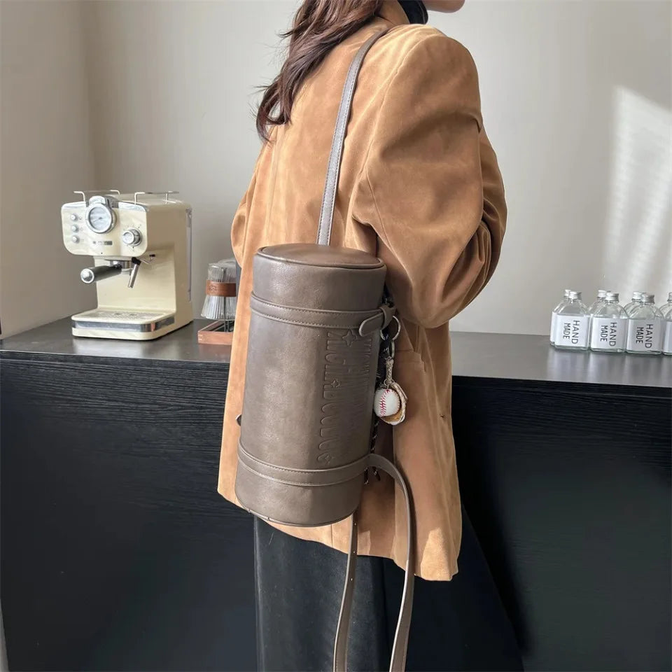 2025 Cylinder Pillow Bag for Women Multifunctional Shoulder Crossbody Bag with Pendant Winter Luxury Designer Handbag