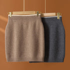 Flat Thickened Hip Hugging Skirt Women's Autumn Winter 100% Merino Wool Knitted Half Skirt Versatile Short Elastic Waist Skirt PlatiNum