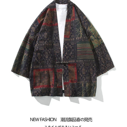 Camicie Uomo Yukata Cosplay Kimono Giapponese Retrò, Camicie Etniche Stampate da Uomo, Camicie in Lino Moda Donna, Blusa Oversize Haori