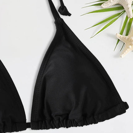 Set 2 Pezzi Bikini Sexy alla Moda per Donna, Costume da Bagno Triangolare con Laccetti, Abbigliamento da Spiaggia, Perizoma, Costume Intero Brasiliano platinumshop