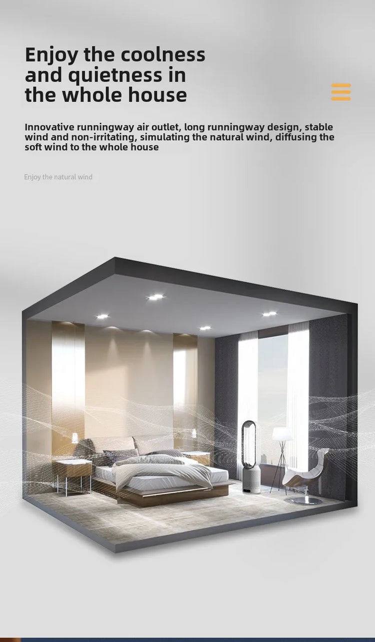 NUOVO Ventilatore Senza Pale 2026 per Purificazione dell'Aria Domestica, Circolazione Ultra Silenziosa, Ventilatore a Torre per Dormitorio