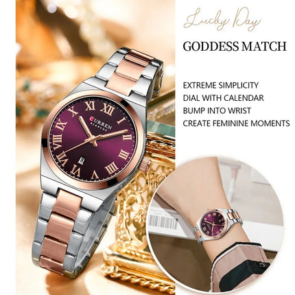 CURREN Orologio da donna, Orologi da donna, Orologi da donna, Abito alla moda impermeabile Bracciale in acciaio inossidabile Orologi analogici Data platinumshop
