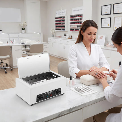 Metal Cleaning Machine High Temperature Sterilizer 300W 2L 122-428℉ Timer Dry Heat Stainless Steel for Nail Salon Clinic Lab Can Be Used In Clinics Hair Stores Nail Salons Beauty Salons Laboratories Etc
