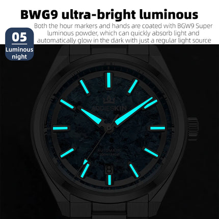 AddiesKIN K006 Men Watch Sapphire Glass BGW9 Luminous 20Bar Waterproof Ice Crystal Titanium Dial 9015 Mechanical Automatic Watch