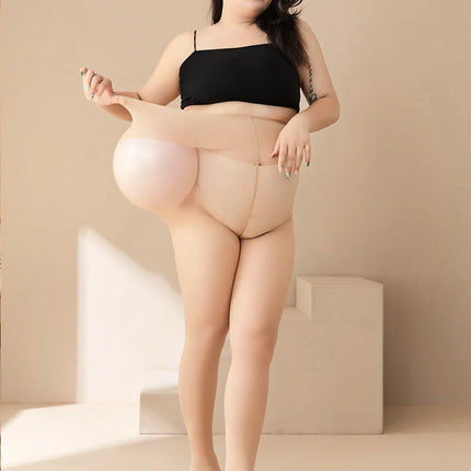 Plus Size Tights High Waist Anti-hook Tear-resistant Super Elastic Sheer Nylon Pantyhose Stocking large up to 110kg for Women