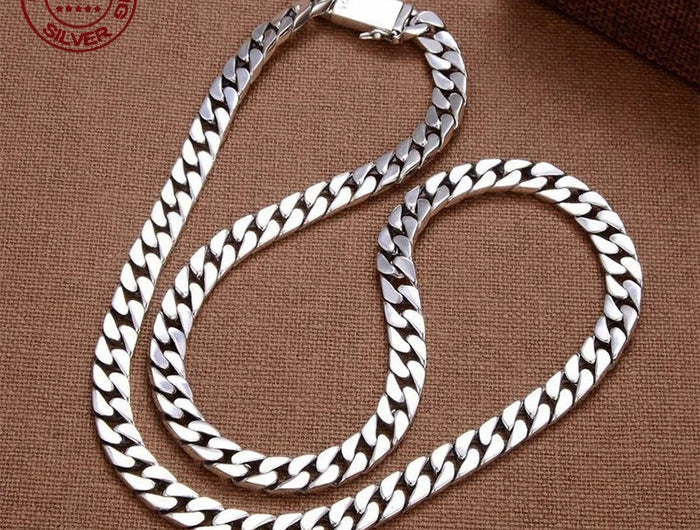 100% S925 Collana in argento sterling Bracciale Punk S925 Gioielli in argento Non sbiadisce mai Carry certificato Uomo Donna Gioielli Regali platinumshop