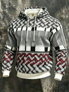 Unisex 3D Print Hoodie Ethnic Knit Geometric Pattern Pullover Long Sleeve Kangaroo Pocket Casual Autumn Winter Sweatshirt
