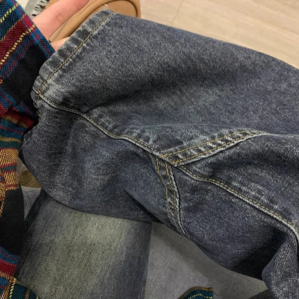 Y2K Spicy Girl Dark Series Jeans a gamba larga da donna New High Street Splicing Pantaloni svasati dimagranti a vita alta larghi