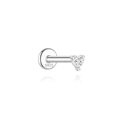 AIDE 1PC Sparkling Moissanite Piercing Stud Earrings 925 Sterling Silver Shining Circle Earring For Women Ear Bone Earring Jewel PlatiNum