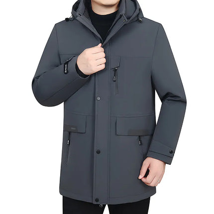Men's Detachable Liner & Hat Puffer Coats Business Casual Hooded White Duck Down Jackets 2026 Winter Outwear Windproof Top Parka