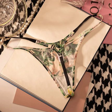 Ice Slik Low Waist Girls G String Leopard Flower Women Panties Sexy Briefs Thong T-back Underwear Female Lingerie Size S-XL