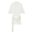HH 2026 Abito Corto Elegante da Donna Bianco con Maniche Corte, Schiena Scoperta e Decorazioni in Paillettes, Mini Abito Sexy alla Moda per Feste platinumshop