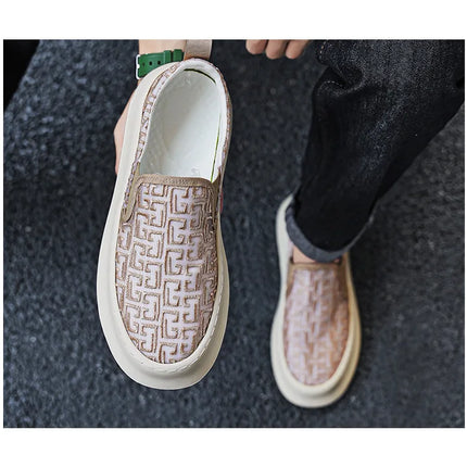 2025 Autumn New Fashion Shallow Mouth Casual Canvas Shoes for Men Breathable Comfortable Niche Design Versatile Chunky Sneakers