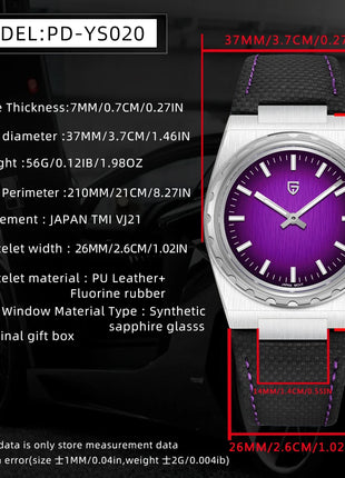 PAGANI DESIGN 2026 Nuovo Orologio al Quarzo Sottile da Uomo 7MM VJ21 37MM Zaffiro Acciaio Inossidabile Impermeabile 10Bar Luminoso C3 Reloj Hombre