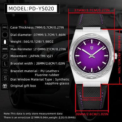PAGANI DESIGN 2026 Nuovo Orologio al Quarzo Sottile da Uomo 7MM VJ21 37MM Zaffiro Acciaio Inossidabile Impermeabile 10Bar Luminoso C3 Reloj Hombre