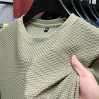 Men's Short Sleeve Mesh Bamboo Ice Silk T-shirt Casual Versatile Summer Elastic Slimming Top for Men PlatiNum