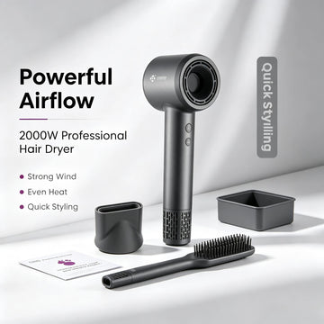 High Speed Hair Dryer 1600W Brushless Blow Dryer 110000RPM Low Noise 57dB Negative Ion Cold Shot Compact Styling Tool With Concentrator Nozzle For Home Salon