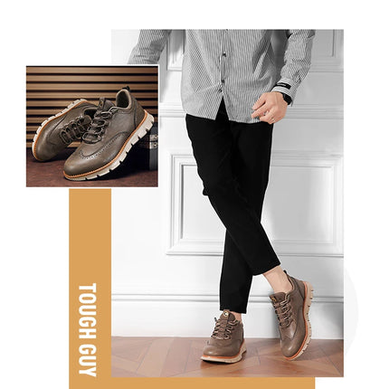 Men's Leather Casual Oxford Shoes, Breathable Anti-Slip Soft Sole Fashion Sneakers for Business Walking and Daily Wear