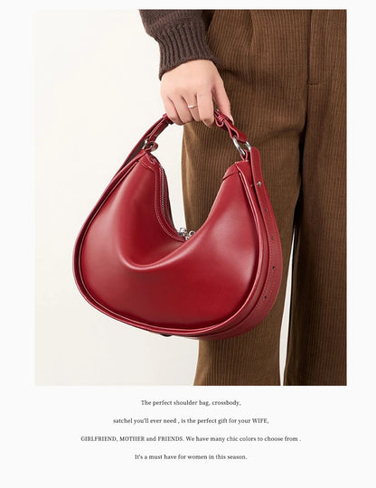 Zency Borsa da donna in vera pelle premium Borsa hobo di lusso Borsa a tracolla moda di grande capacità per moglie amante ragazza regalo Sac