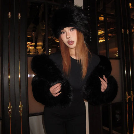 Faux Fox Fur Coats Women Fur Jackets Short Solid Hooded Long Sleeves Open Stitch Thick Warm Fur Loose Casual 2025 Autumn Winter