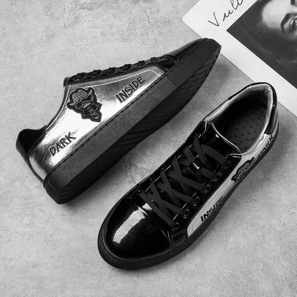 Men Casual Shoes Patent Leather Flats Skate Men Cool Driving Shoes Male Walking Shoes Sneakers Dress Trend the Latest Leisure