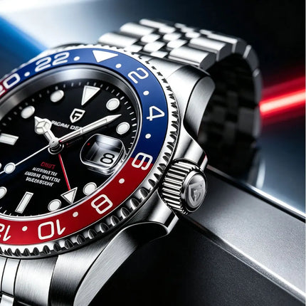 Orologio Meccanico di Lusso da Uomo PAGANI DESIGN 2026 con Ghiera Pepsi Cola da 40MM, Cinturino Jubilee in Acciaio Inossidabile, Impermeabile, Automatico, Regalo per Uomo