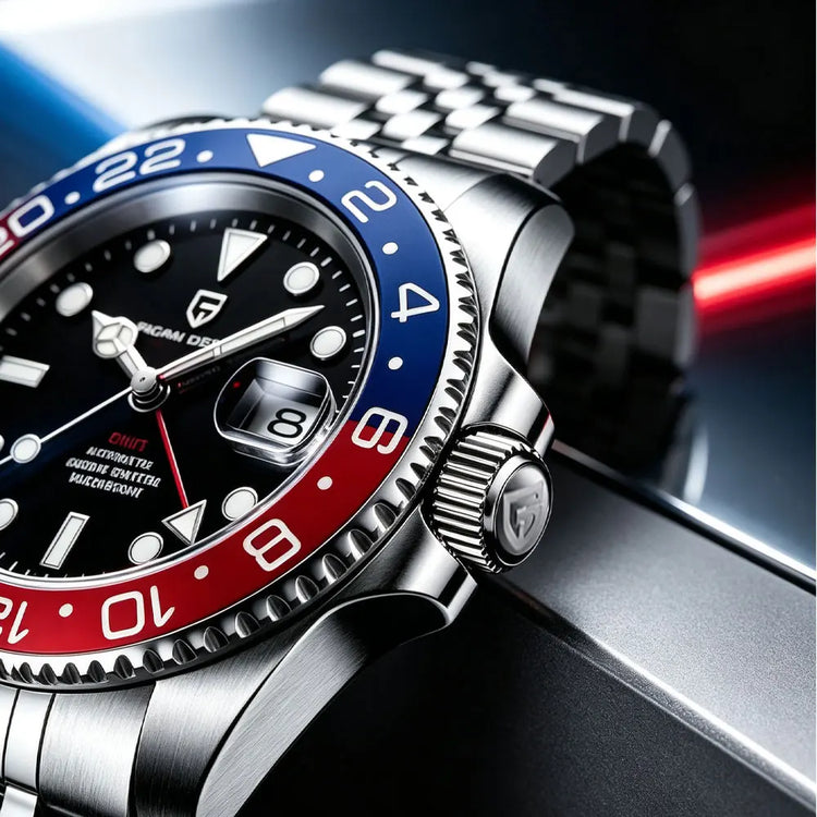 Orologio Meccanico di Lusso da Uomo PAGANI DESIGN 2026 con Ghiera Pepsi Cola da 40MM, Cinturino Jubilee in Acciaio Inossidabile, Impermeabile, Automatico, Regalo per Uomo