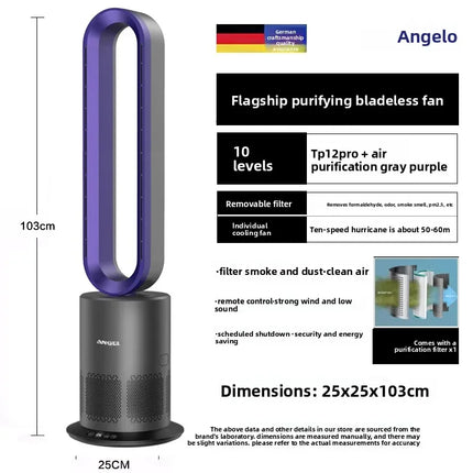 Ventilatore a Torre Senza Pale Angelo Tedesco 220V, Purificatore d'Aria e Riscaldatore 2 in 1 per Uso Domestico QDW