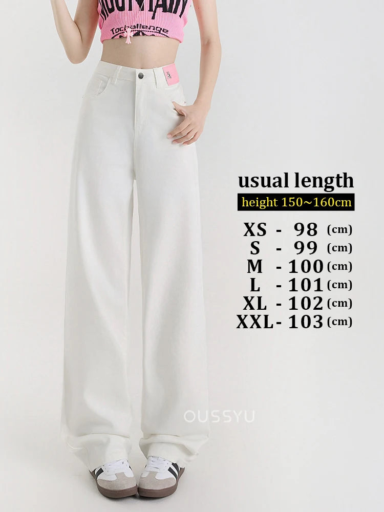 Nuova estate morbida Lyocell Jeans donna blu kaki bianco vita alta dritto sottile gamba larga pantaloni in denim Y2k abbigliamento femminile allentato 2XL