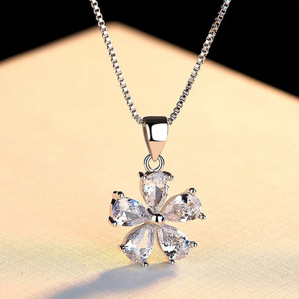 Collana in Argento 925 con Zirconi per Donne, Gioielli Placcati Oro 18k, Ciondolo in Argento Sterling, Regalo per Feste di Compleanno PlatiNum