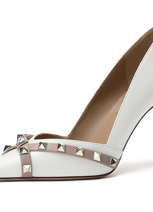 【Misurati la lunghezza dei piedi prima di ordinare】Scarpe da donna con tacco a spillo sottile e punta a punta con rivetti, scarpe eleganti da festa 120-CHC-33 platinumshop