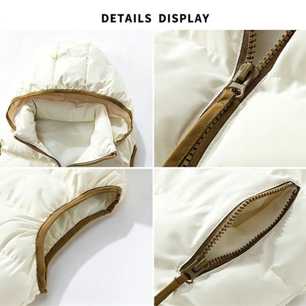 2026 Fall Winter New Men's Fashion Puffer Vest Sleeveless Warm Jacket Hooded Collar Casual Outdoor Waistcoat Plus Size L-5XL