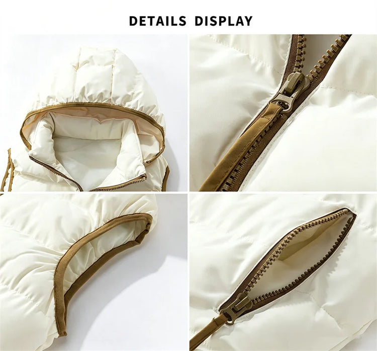 2026 Fall Winter New Men's Fashion Puffer Vest Sleeveless Warm Jacket Hooded Collar Casual Outdoor Waistcoat Plus Size L-5XL