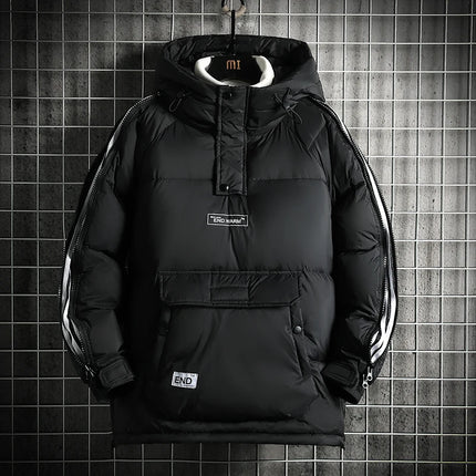 Winter Filled White Duck Down Coat Warm Hooded Pullover Down Jacket Couple Men's Cross-border Jacket Couple style