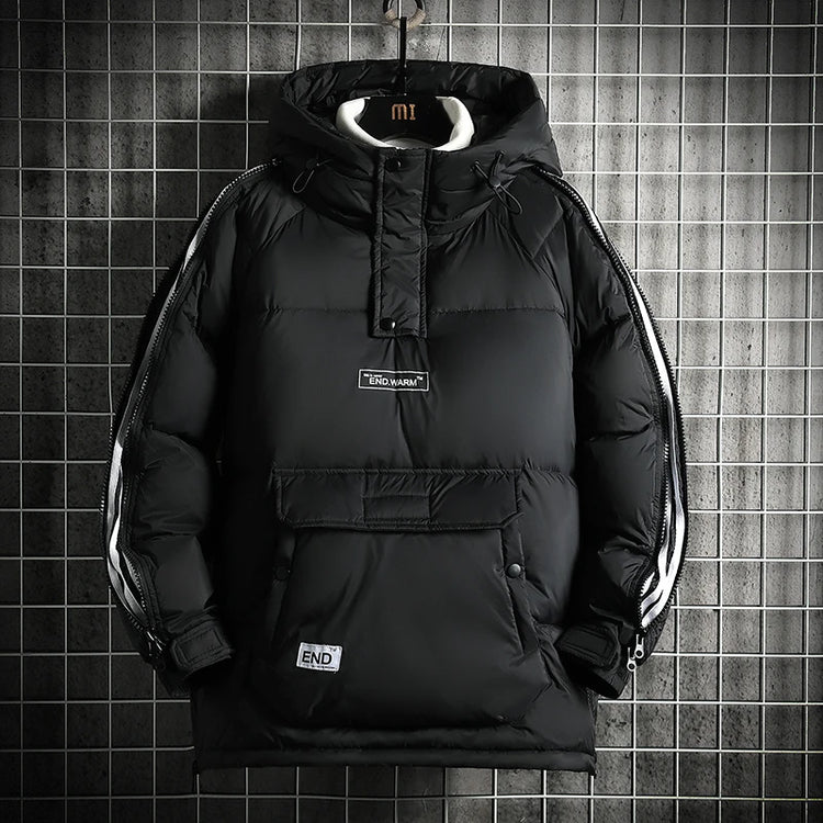 Winter Filled White Duck Down Coat Warm Hooded Pullover Down Jacket Couple Men's Cross-border Jacket Couple style