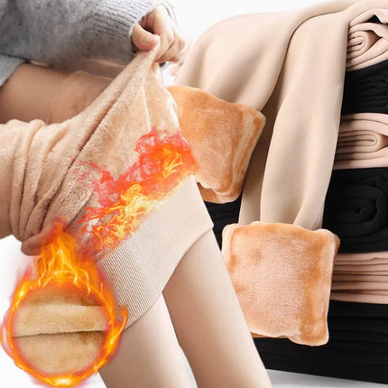 Fleece Lined Tights Women Winter Thermal Leggings Polar Skin Black Opaque Stockings Thick Warm Pantyhose Colorful Leg Warmers PlatiNum