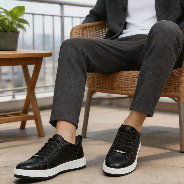 Desai Men's 2026 Autumn Lace‑up Leather Shoes Low Top Casual Skate Sneakers Wear‑resistant Sole For Business Daily Wear