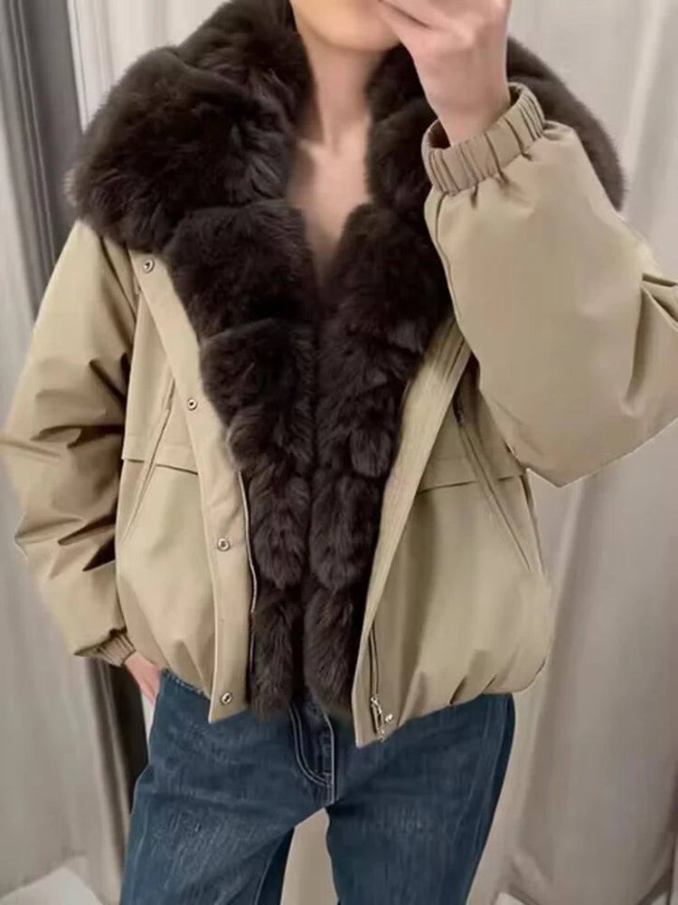 ZADORIN 2026 Detachable Faux Fur Collar Short Parka Winter Jackets Women Elegant Loose Cotton Padded Outerwear Warm Women Coats