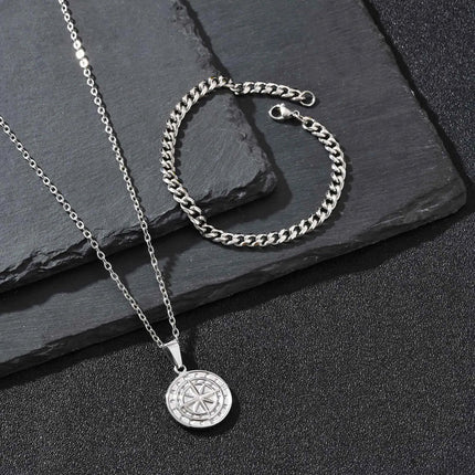Vnox Set di 2 Pezzi Collana con Ciondolo e Bracciale da Uomo, Set di Gioielli in Acciaio Inossidabile Colore Nero Oro Argento, Regali di Gioielleria alla Moda platinumshop