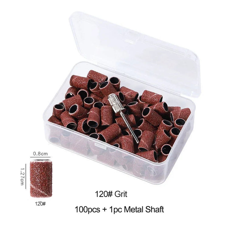 Nail Sanding Ring Bands 80/120/180/240 Grit Electric Manicure Drill Grinding Heads UV Gel Polish Removal Pedicure Abrasive Tools 2028