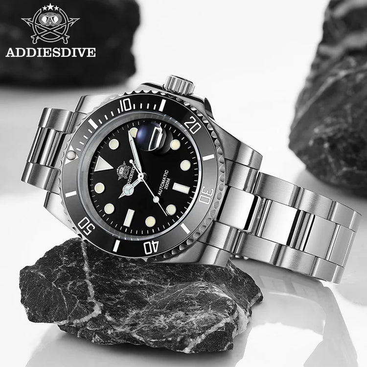 ADDIESDIVE AD2503 Luxury Men Watch Water Sapphire Glass Waterproof 200M C3 Super Luminous Calendar Automatic Mechanical Watch