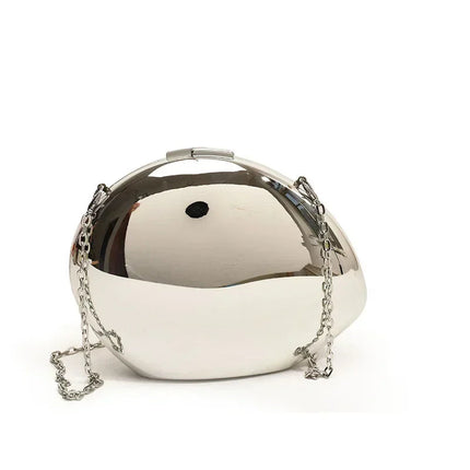 Designer Acrylic Shell Shape Clutch Bag Gold Silver Women Evening Party Bag Cute Shiny Metal Shoulder Crossbody Bags Small Purse PlatiNum