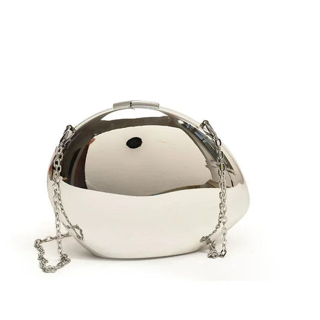 Designer Acrylic Shell Shape Clutch Bag Gold Silver Women Evening Party Bag Cute Shiny Metal Shoulder Crossbody Bags Small Purse PlatiNum