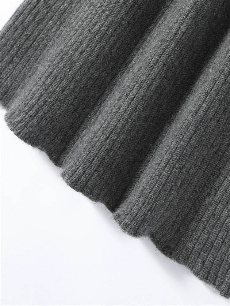 Yoyoselect 100% Cashmere Women's Skirts Autumn Winter Mid Calf Length Knitted Skirt Soft Versatile Quality OL Skirts Clothing PlatiNum
